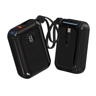 China Fireproof ABS PC Universal 10000mah Power Bank With Built In Cables for sale