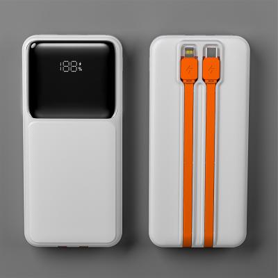 China Compact Built In Cable Power Bank White Portable Powerbank Overcharge Protection for sale