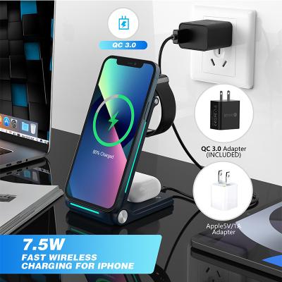 China Lightweight 3 In 1 Wireless Charger With 2-8mm Charging Distance Type C Interface for sale