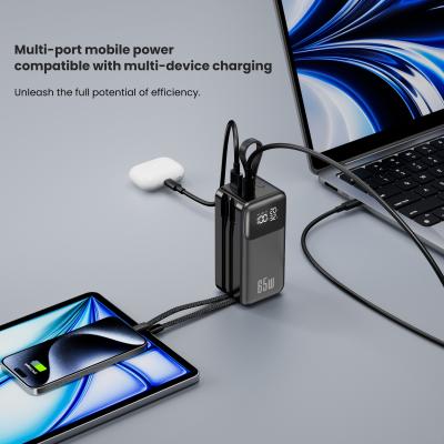 China Portable Charger Power Bank 65W for Laptop, 4 Outputs USB C Travel Portable Chargers with Built in Cable for sale