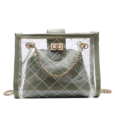 China Fashion Hot Sale Fashion Sets Luxury Transparent Two Piece Handbags For Women for sale