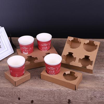 China Custom LOGO Disposable 2/4 Cup Disposable Cup Beverage Carrier Coffee For Hot Cold Drink For Coffee Tea For Food Dispensing Serving Cup Holder for sale