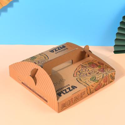 China OEM Disposable Fast Delivery Pizza Box With Handle Corrugated Box Package for sale