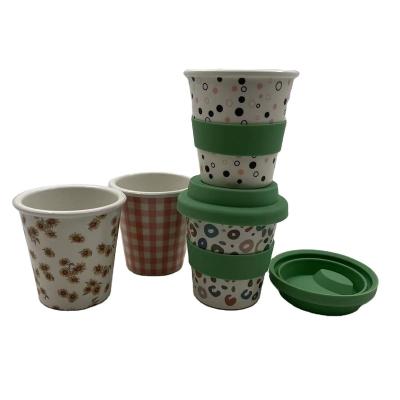 China Sustainable 4 OZ 120 ml customized design printed bamboo fiber travel cups for baby for sale