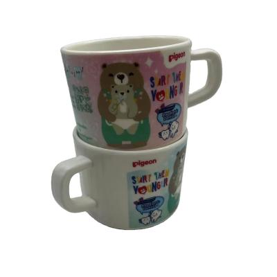 China Sustainable Eco-friendly Unbreakable Handle Bamboo Fiber Cup 230ml Children Tumbler Mug for sale