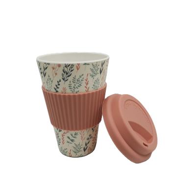 China Sustainable 2024 new business idea Flower printed Valentines gifts bamboo fiber corn starch food grade coffee cups tumblers for sale