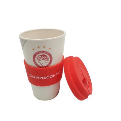 China Sustainable 2024 how to do business selling Christmas season bamboo fiber corn starch food grade coffee cups tumblers with logos red  lid for sale