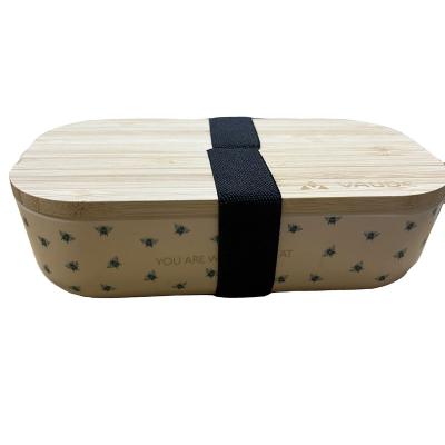 China Leak Proof Rectangular base with customized print and bamboo lid  Bamboo Fiber Lunch Box coffee grounds lunch box for office lunch for sale