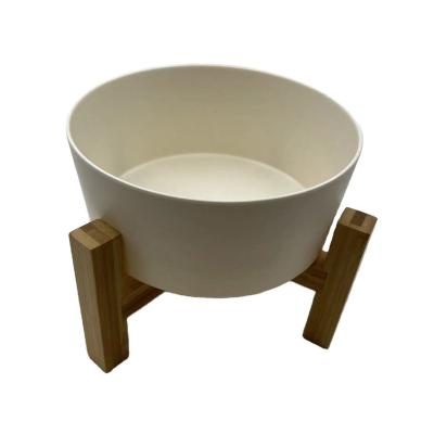 China Sustainable Bamboo fiber big Dog Bowls With bamboo Stand Non-slip Matte surface bamboo pedestal pet bowls for sale