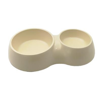 China Sustainable Shiny effect surface easy to clean eco and biodegradable under land fill treatment bamboo fiber double pet bowls for sale