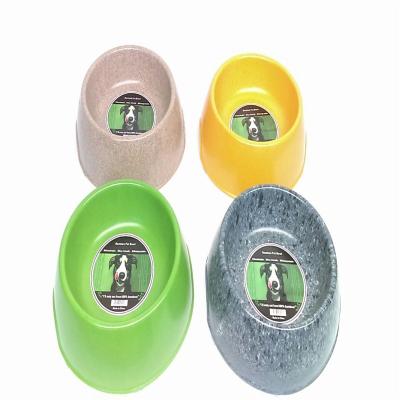 China Sustainable Marble grain surface effect paw print  logo stickers stack packing round shape rice husk corn starch bamboo fiber dog bowls for sale