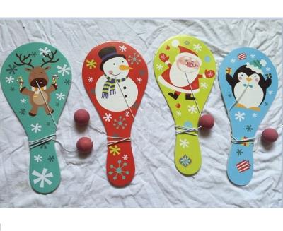 China Durable Wooden Ball Paddle Game Gifts Christmas Kids Beach Wave Cricket Racket Toys for sale