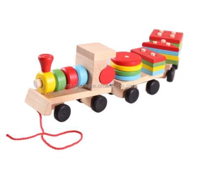 China Building Block Toy High Quality Wooden Pull Out Toy Car For Kids for sale