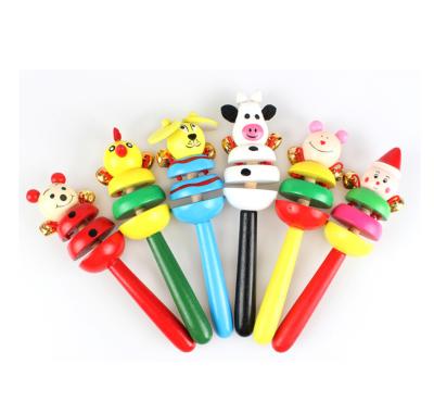 China Wooden Cartoon Toy OEM Children Shaking Musical Bell Hand Bell Toy Sale for sale