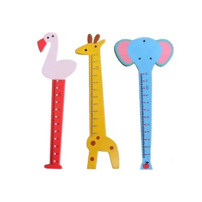 China Eco-friendly 15cm Cartoon Kids Animal Wooden Scale Ruler for sale