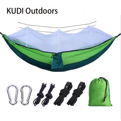 China Custom OEM Collapsible / Parachute 210T / 70D Nylon Camping Hammock With Mosquito Net for sale