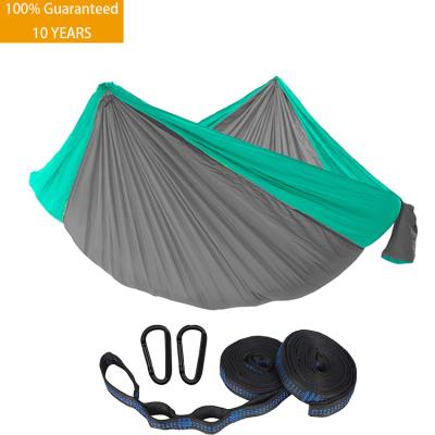 China KUDI Foldable Double & Single Portable Camping Lightweight Nylon Parachute Hammock With Tree Straps Set for sale