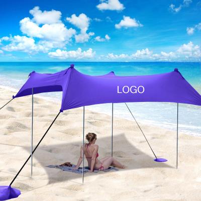 China Beach Sun Shade Tent Easy Up Camping Tent Rod Sand Bag Anchor Beach Aluminum Outdoor Sun Shelter for sale