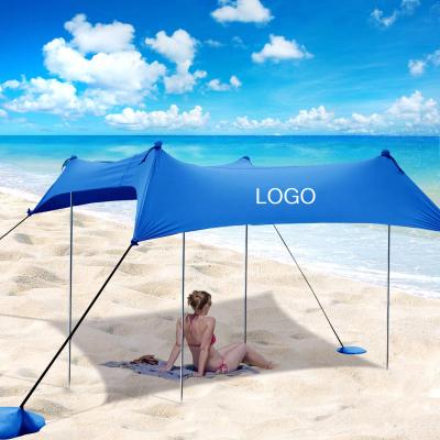 China Portable Aluminum Beach Shade Tent Canopy Family Camping Tent Folding Poles Folding Poles Canopy Sun Shelter with Sandbag Anchors for sale