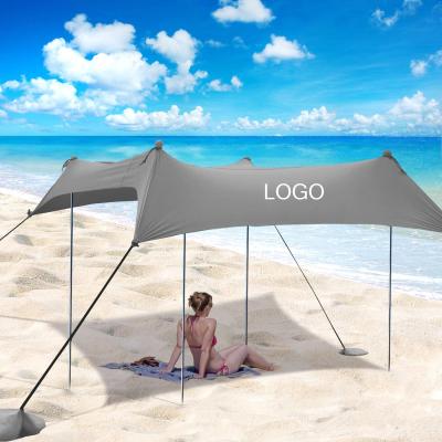 China Beach Maker Beach Canopy Awning Sunshade Beach Tent With Sandbag Poles Aluminum Family Camping Tent for sale