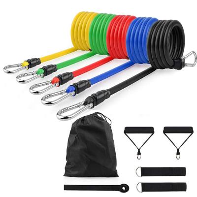 China Heavy Duty Custom Fitness Strength Band Gym Elastic 11 Pcs Latex Stretch Resistance Bands for sale