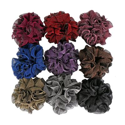 China Wholesale Muslim Comfortable Feel Hijab Hair Scrunchies Shining Elastic Flower Hair Bands for sale