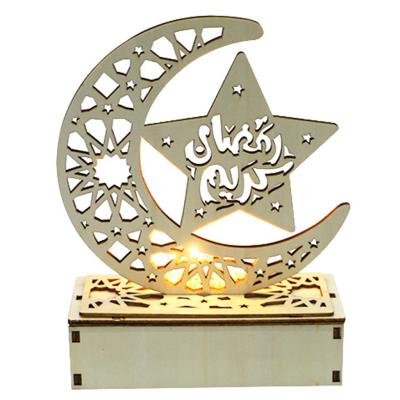 China Custom Made Eco-Friendly Materials Eid Light Led Ramadan Decoration Muslim Islamic Home Decor Laser Cut Wooden Ramadan Decorations for sale