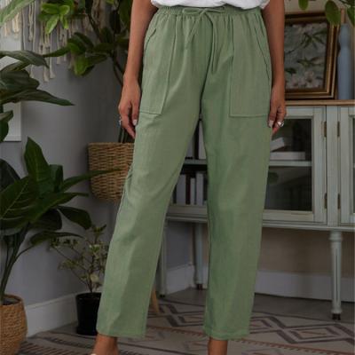 China ZACAVIA Anti-Static Fashion Pants Women 2021 Autumn Solid Color Large Pockets Elastic Waist Comfortable Loose Female Casual Straight Pants for sale