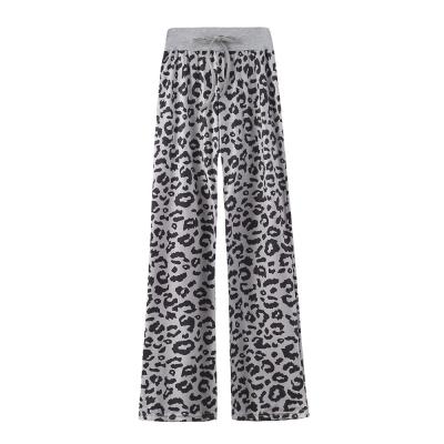 China ZACAVIA 2021 new trend leopard print long pants women's wide leg pants ladies anti-static comfortable casual elastic drawstring pajamas for sale