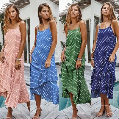 China Viable Original Design: Amazon Pop Spring Dress Suspender Polka Dot Dress Bohemia Lotus Leaf Edge Holiday 2021 for sale