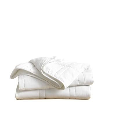 China Breathbable/Wholesale White Reversible Knitted Glass Beads Cotton Double Side, 15lbs Weighted Blanket Blanket for sale