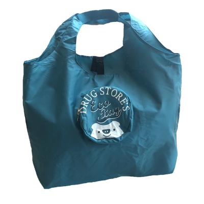 China Eco-friendly Large Capacity Foldable Blue Rope Handle Shopping Bag Double-Layer Reinforced Portable Folding Bag for sale