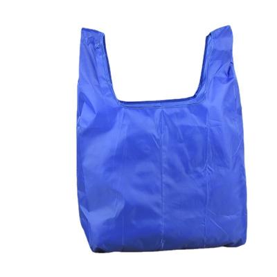 China Spot Polyester Shopping Bag Folding Eco-friendly Vest Tote Bag Recyclable Grocery Bag for sale