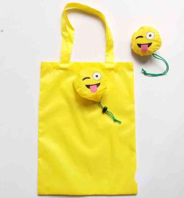 China Environmental Folding Shopping Bag Tote Bag New Smile Emoticons Polyester Supermarket Eco-Friendly Folding Bag for sale