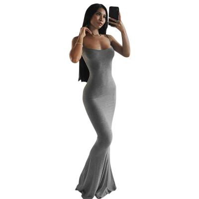 China MA0034 New Product Breathable Long Casual Dresses Shape Solid Tight Dress Elegant Sleeveless Body Training Wear Sexy Bodycon Dress for sale