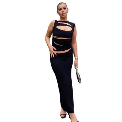 China New Arrival MA0058 Anti-wrinkle summer dress sexy sleeveless bodycon clubwear tight bandage dress women hollow out dress for sale