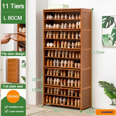 China Multi-Layer Tending Bamboo Shoe Rack (Size) Large Entryway Space Tea Way Color Display Shoe Storage Cabinet Adjustable Shelf Modern Simple Housewares for sale