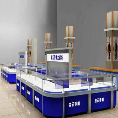 China Customized 2018 hot sale mobile phone shop furniture, mobile shop display counter and shop kiosk design for sale