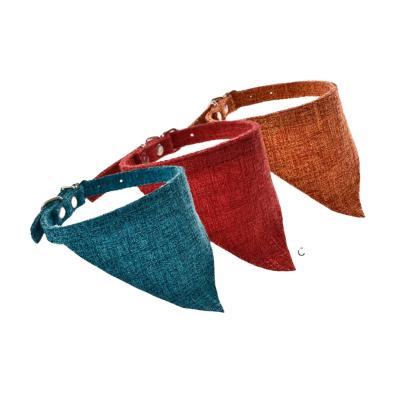 China Retro Style Cat Material Easy Clean Classic Canvas Viable Collar Adjustable Pet Bandanas for sale