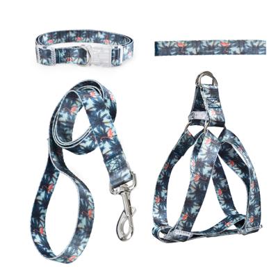 China Sustainable Recycled Material Environmental Pet Reduce Leading Harness Collar Recycle Floral Dog Walking Leash for sale