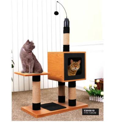 China Sustainable Home Living Cat Tree Cat Furniture Climbing Wooden Cat Tree for sale