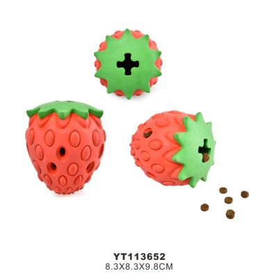 China Durable Strawberry Shape Pet Chew Rubber Food Treat Durable Dog Toys for sale