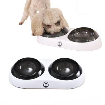 China Sustainable Pet Double Bowls Detachable Easy Clean Cat Dog Feeding Bowl for sale