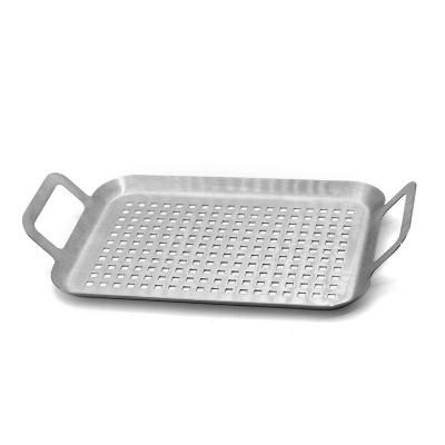 China Wholesale Easily Cleaned BBQ Grill Accessories Set 3 Pcs Stainless Steel Topper Tray Bbq Grill Fry Pan for sale