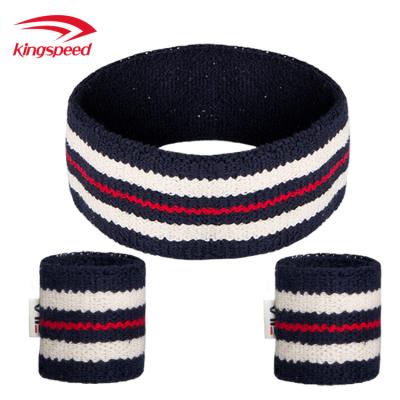 China Wholesale Loose Cotton Terry Cloth Wrist Sweatbands Athletic Elastic Striped Set Universal For Sports Basketball Football for sale