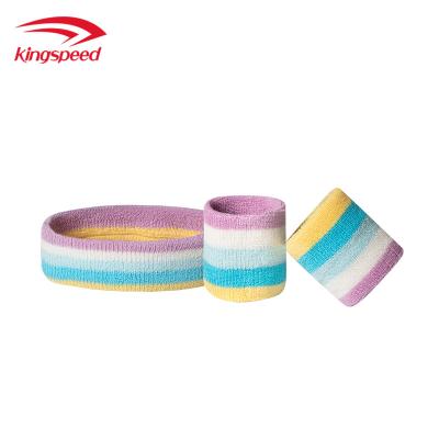 China Custom New Fashion Rainbow Sports Sweatband Universal Elastic Wrist Band Wrist Band Suit for sale