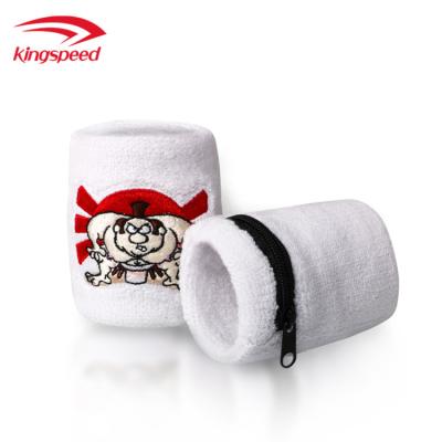 China Universal Wholesale Embroidered Custom Sweat Belt Zipper Wristband Kids Basketball Wrist Protector for sale