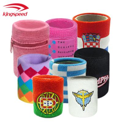 China Wholesale Custom Breathable Comfortable Embroidered Logo Terry Cloth Wristband Athletic Exercise Wrist Band Basketball Cotton Sweatbands Terry Sweat for sale