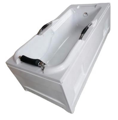 China New Luxury Acrylic Bathroom Double Side Bathtub Skirted Soaking Tub (Left Skirt) With Pillow And Armrest for sale