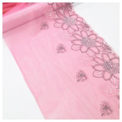 China Sustainable Factory customized floral patterns tulle  various color combinations embroidery fabric lace for sale